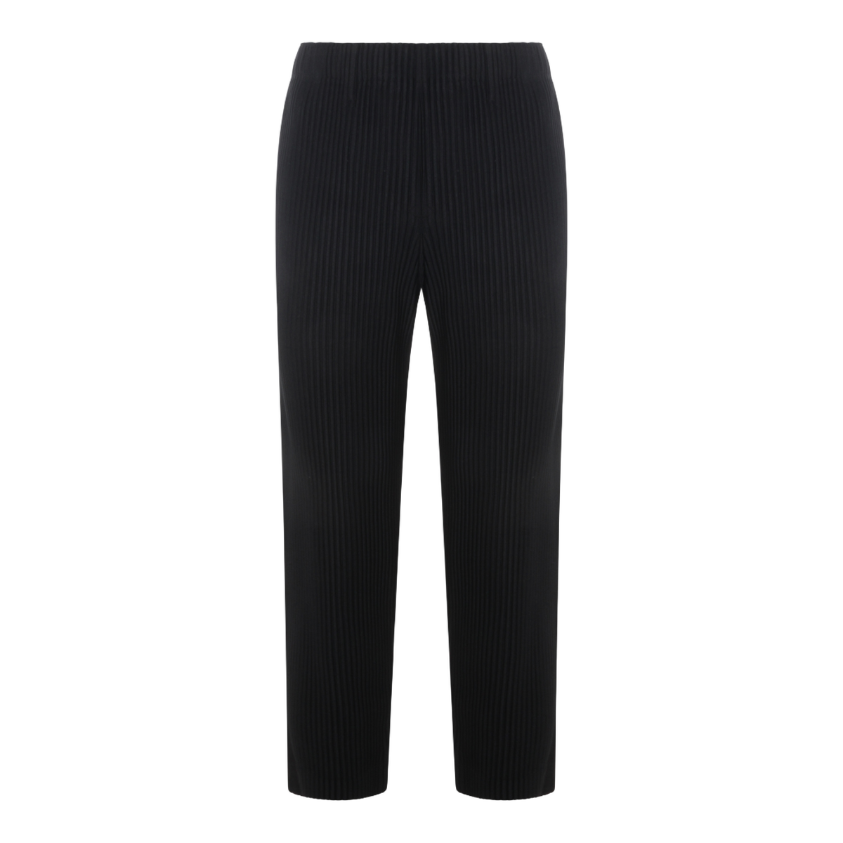 Straight-Leg Trousers with Pleated Texture