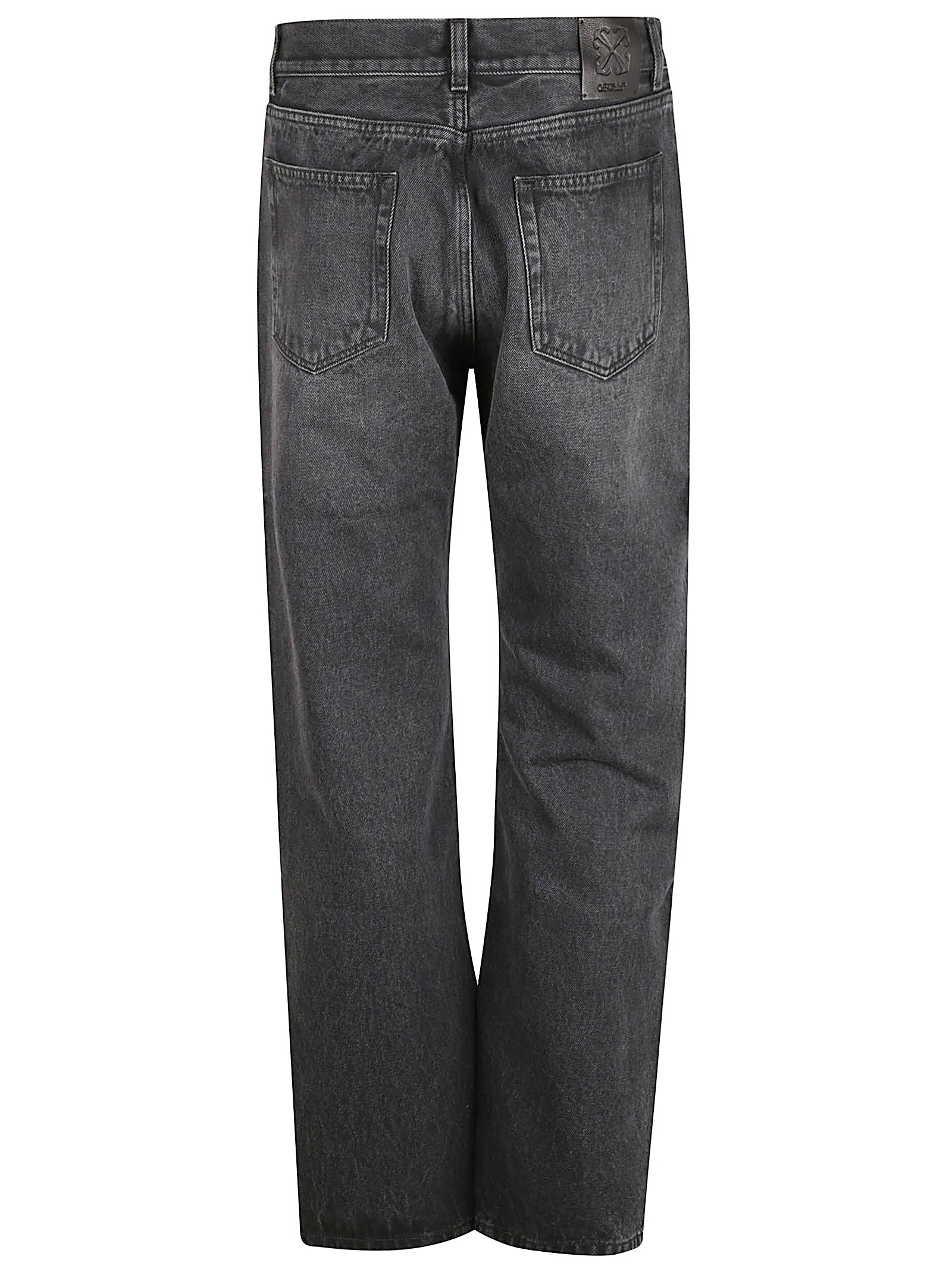 Washed Black Straight-Leg Denim Jeans