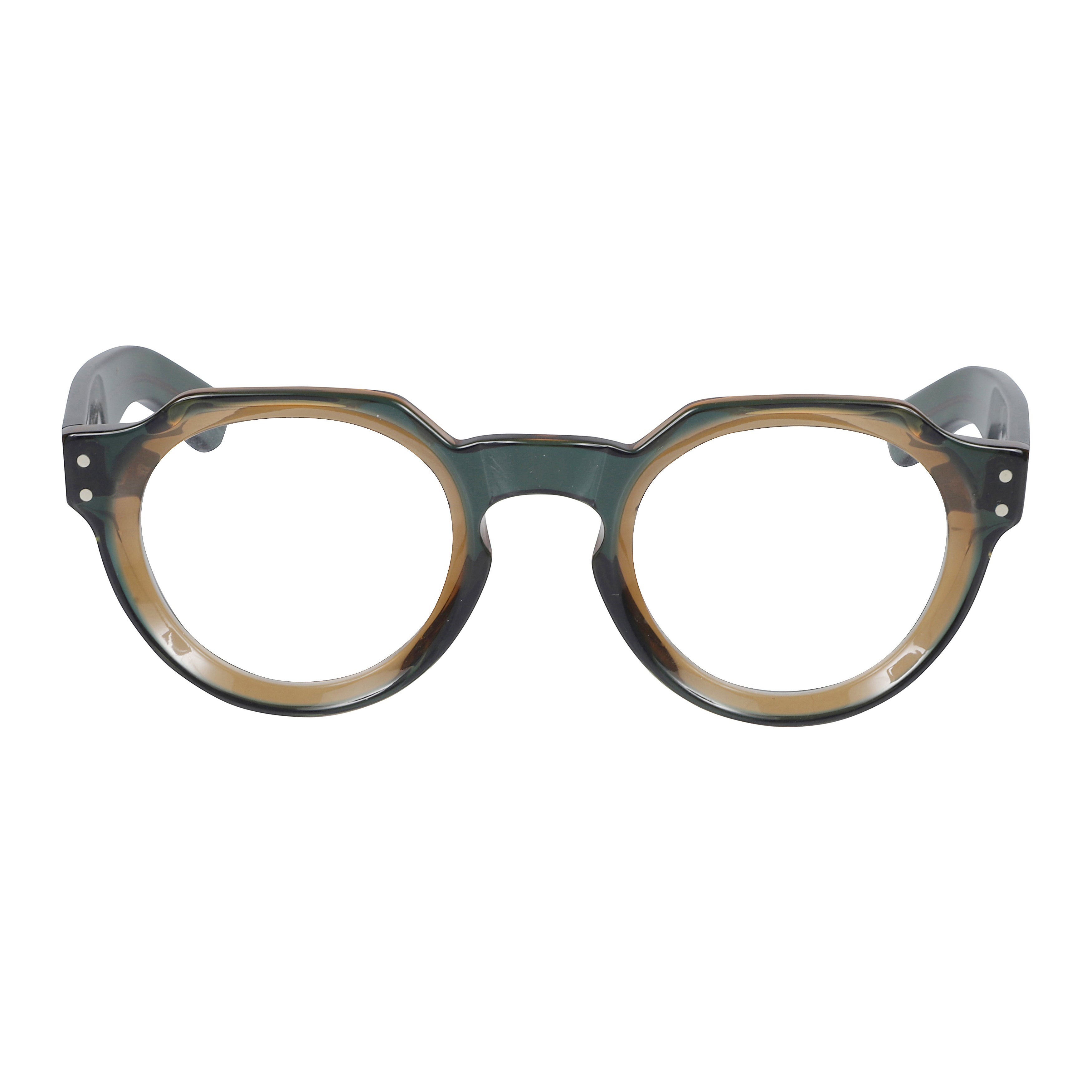 Spike Round Frame Sunglasses with Translucent Green