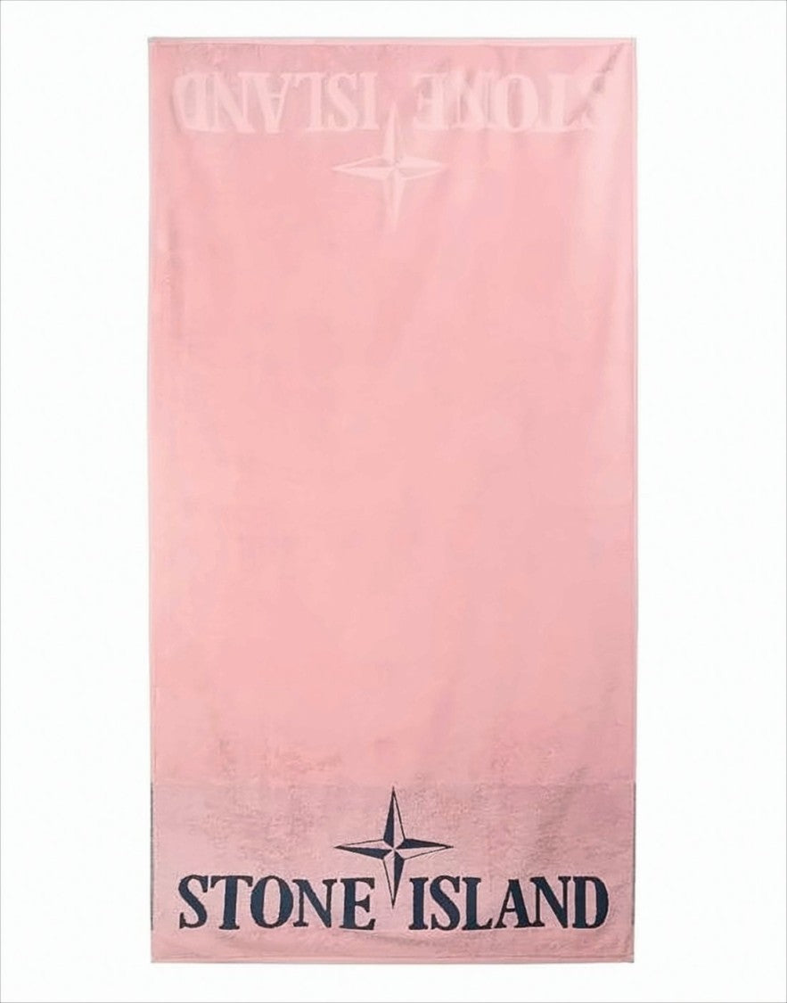Gradient Pink Scarf with Compass Logo and Bold Lettering