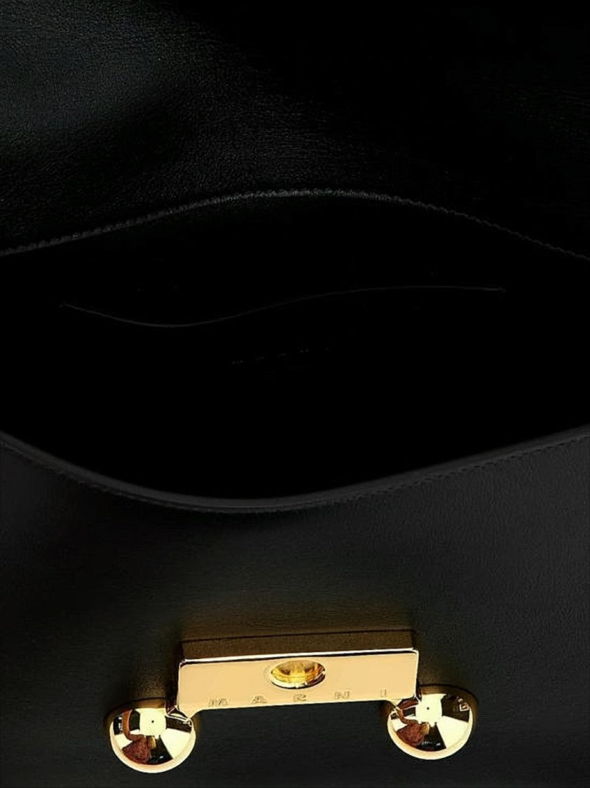 Smooth Calf Leather Crossbody Bag with Gold-tone Clasp