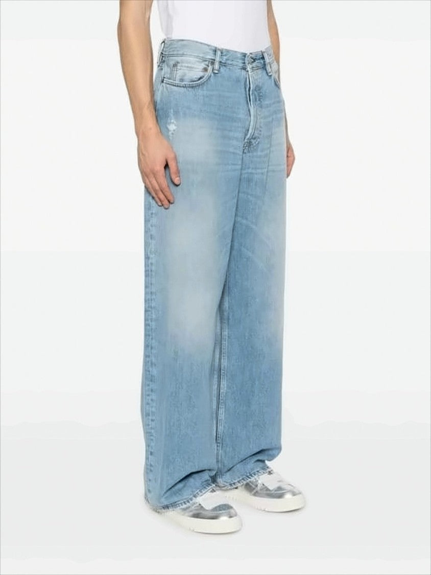 Wide-Leg Denim Pants with Classic Five-Pocket Design