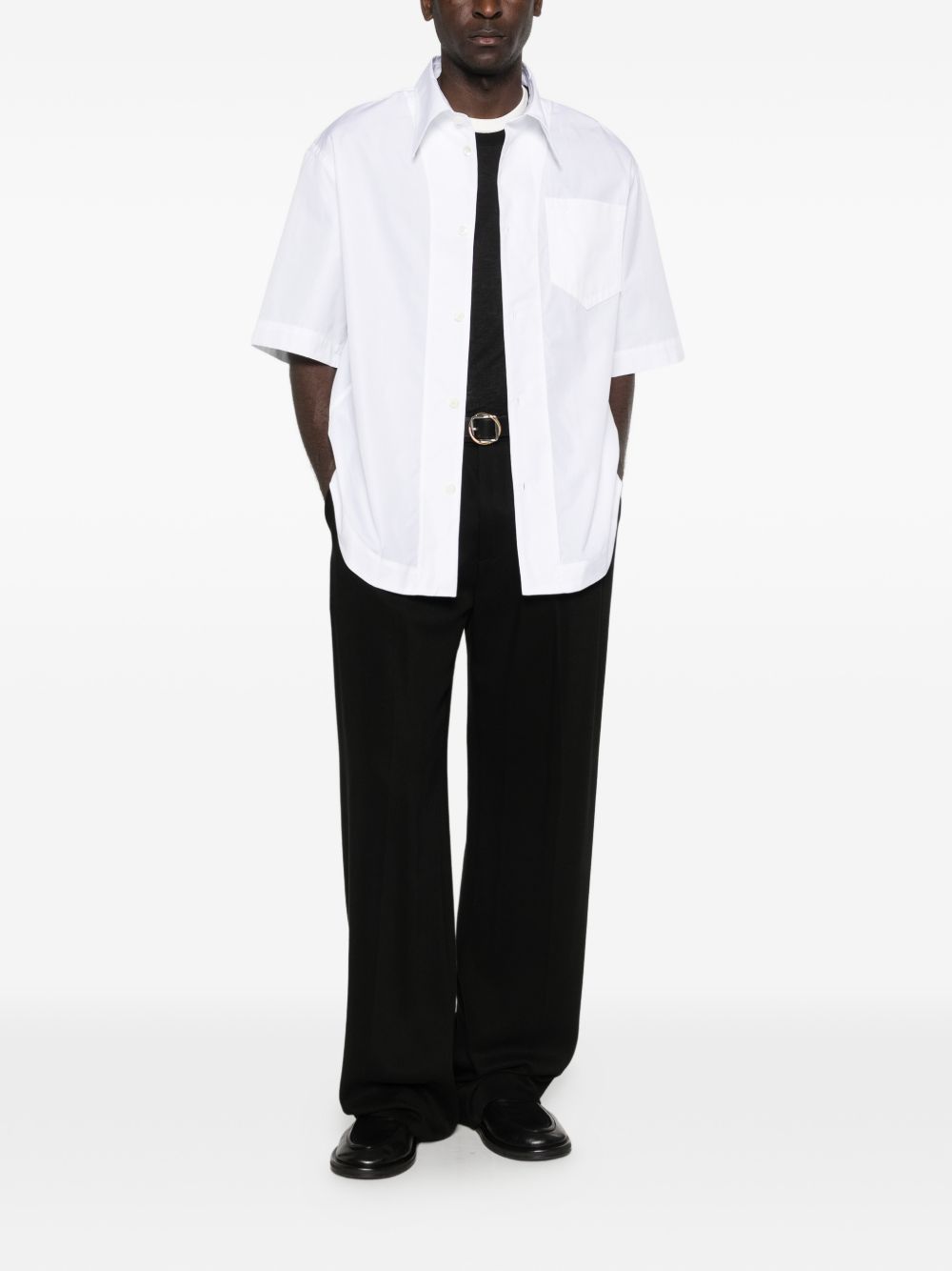 White Chest Pocket Short Sleeve Shirt