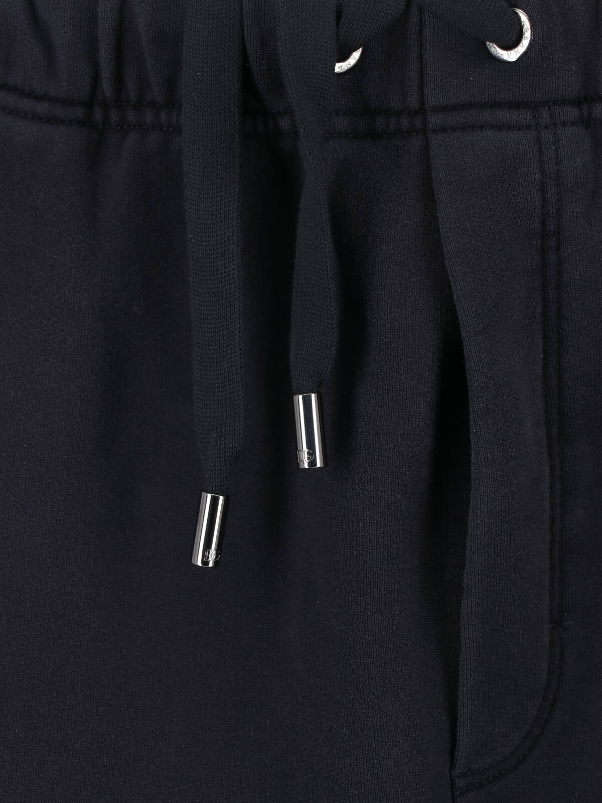 Black Logo Drawstring Cotton Sports Pants