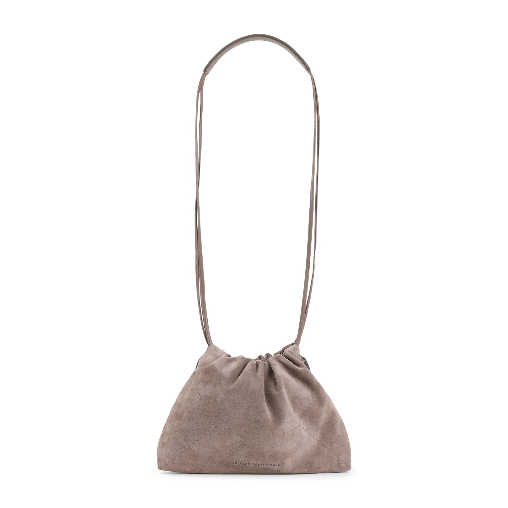 Compact Suede Crossbody Bag With Gathered Top