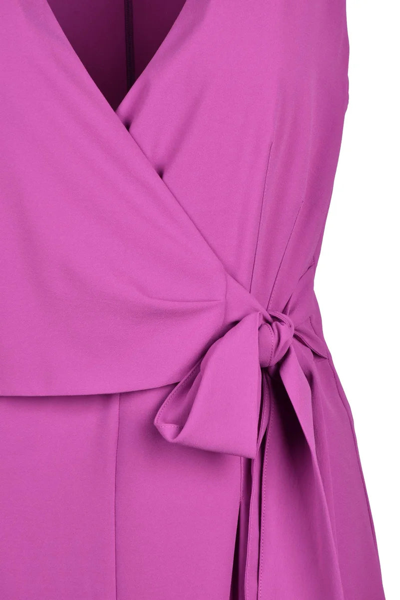 Sleeveless Purple Midi Dress with V-Neck