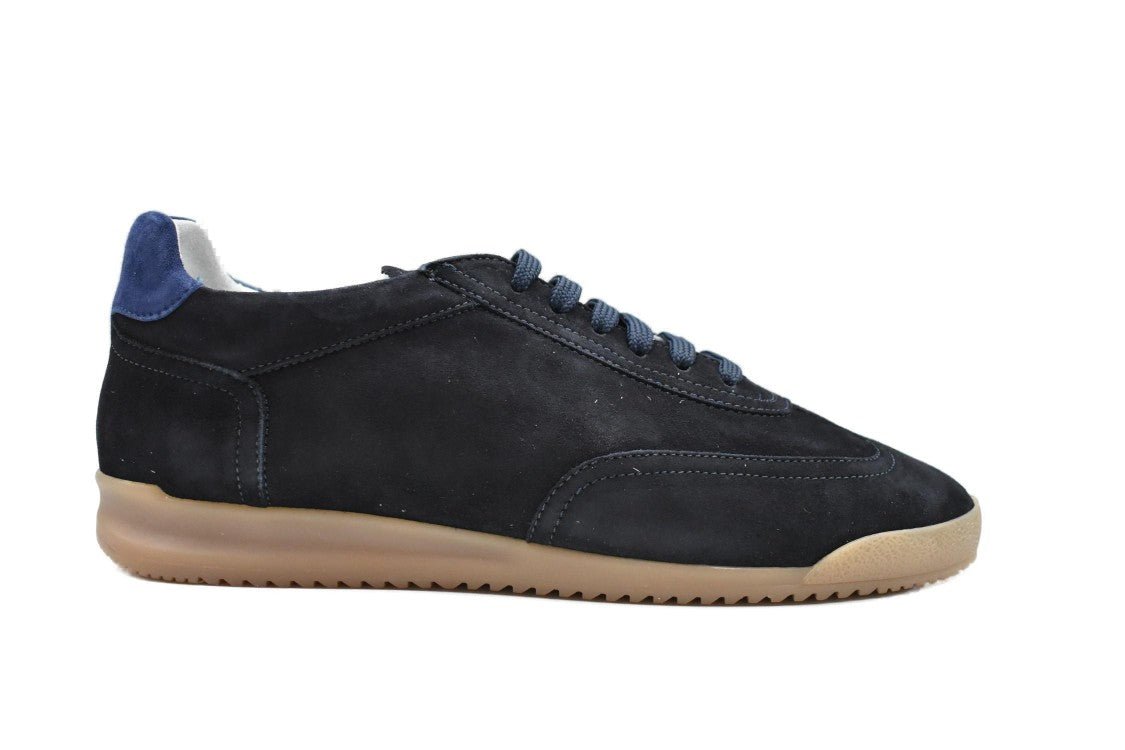 Laced Blue Flat Shoes With Smooth Upper