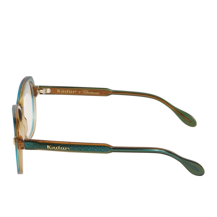 Aida Glamour Translucent Teal and Amber Rounded Frame Eyeglasses
