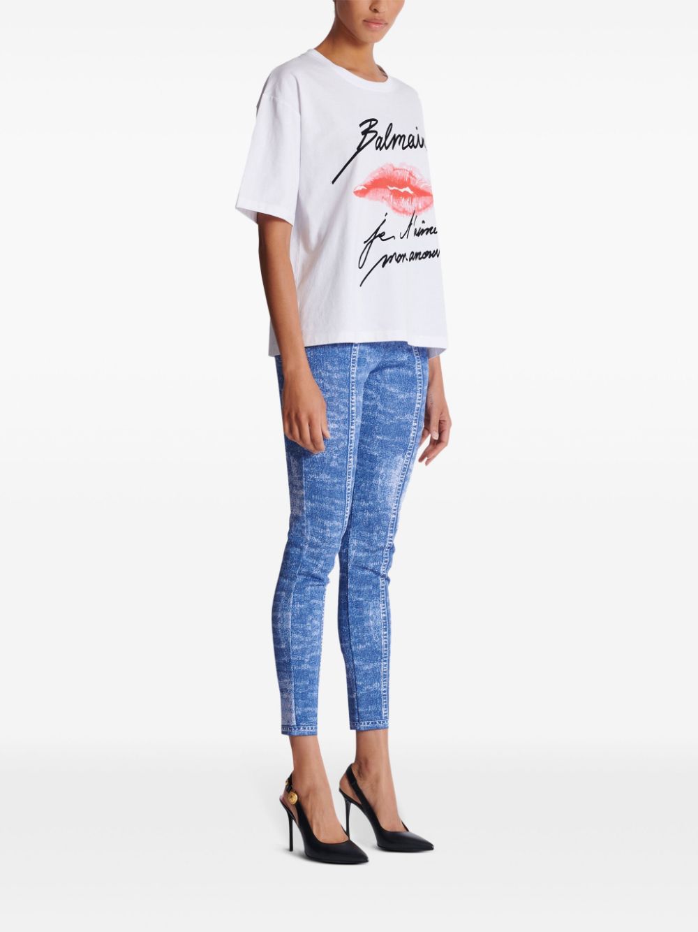 Red Kiss Print Cotton T-Shirt