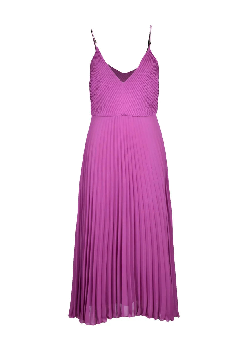 Long Purple Pleated Dress