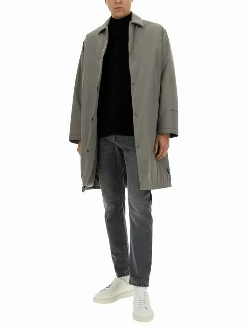 Minimalist Grey Mid-Thigh Coat with Classic Collar