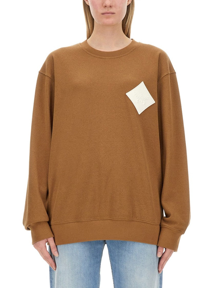 Brown Sweatshirt With Logo Patch