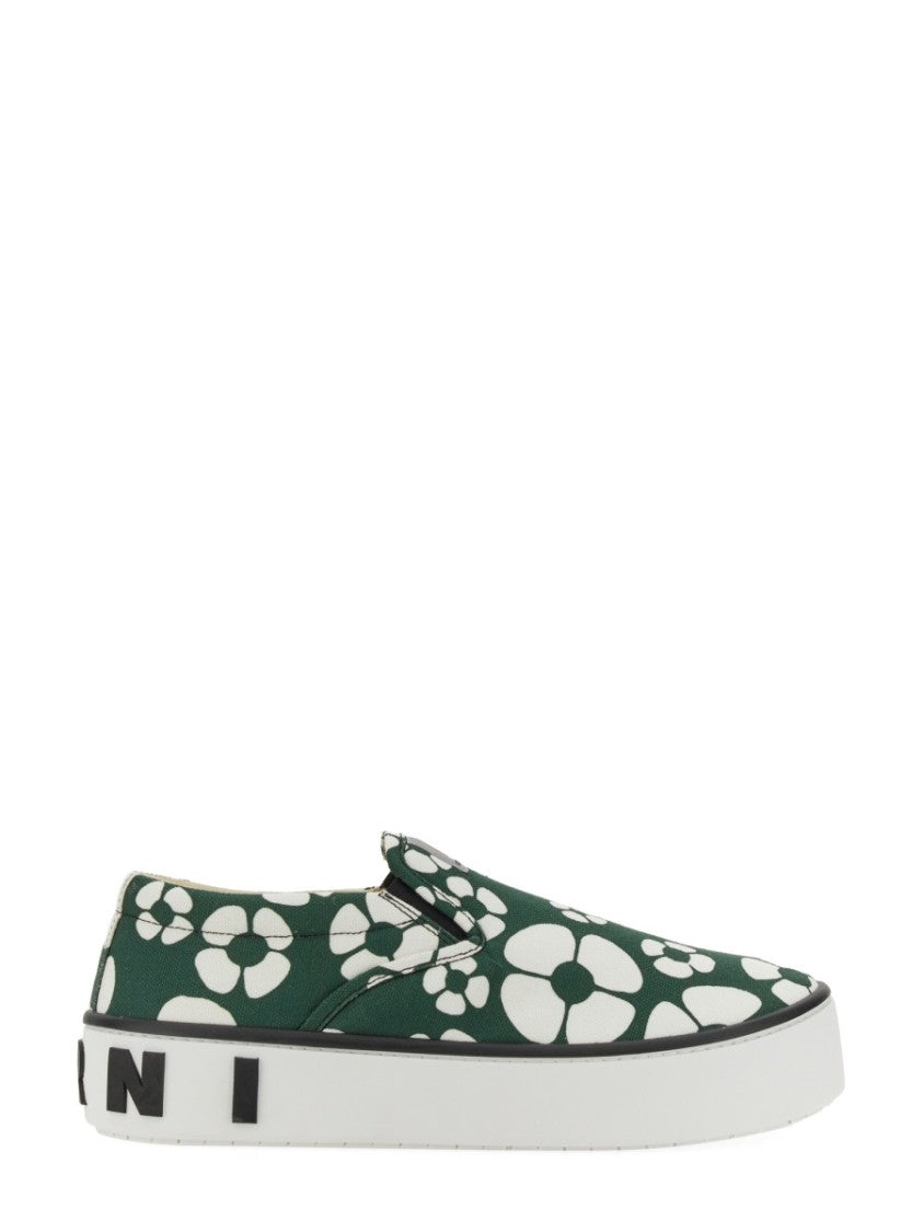 Slip-On Sneakers With Bold Floral Pattern