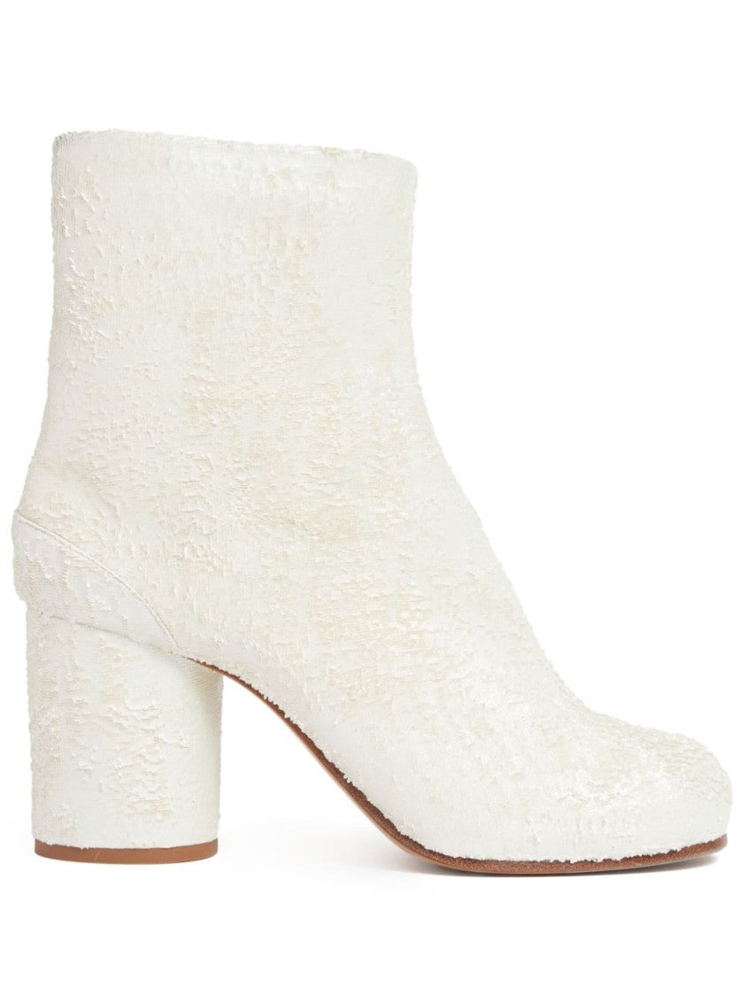 Cylindrical-Heel Ankle Boots In Distressed Laser-Cut Suede