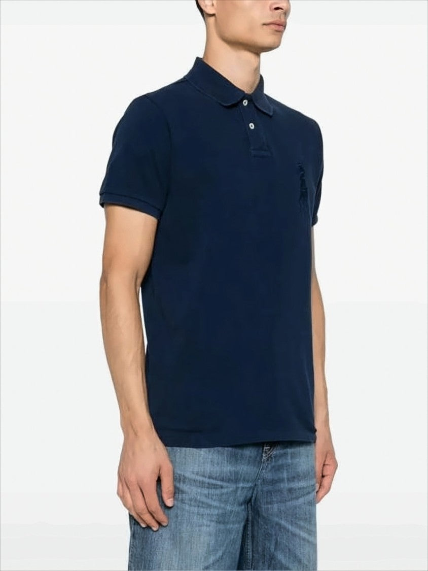 Classic Deep Navy Polo Shirt With Embroidered Logo