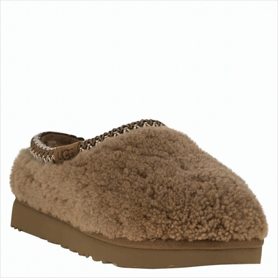 Plush Curly Shearling Slippers with Wool-Lyocell Lining