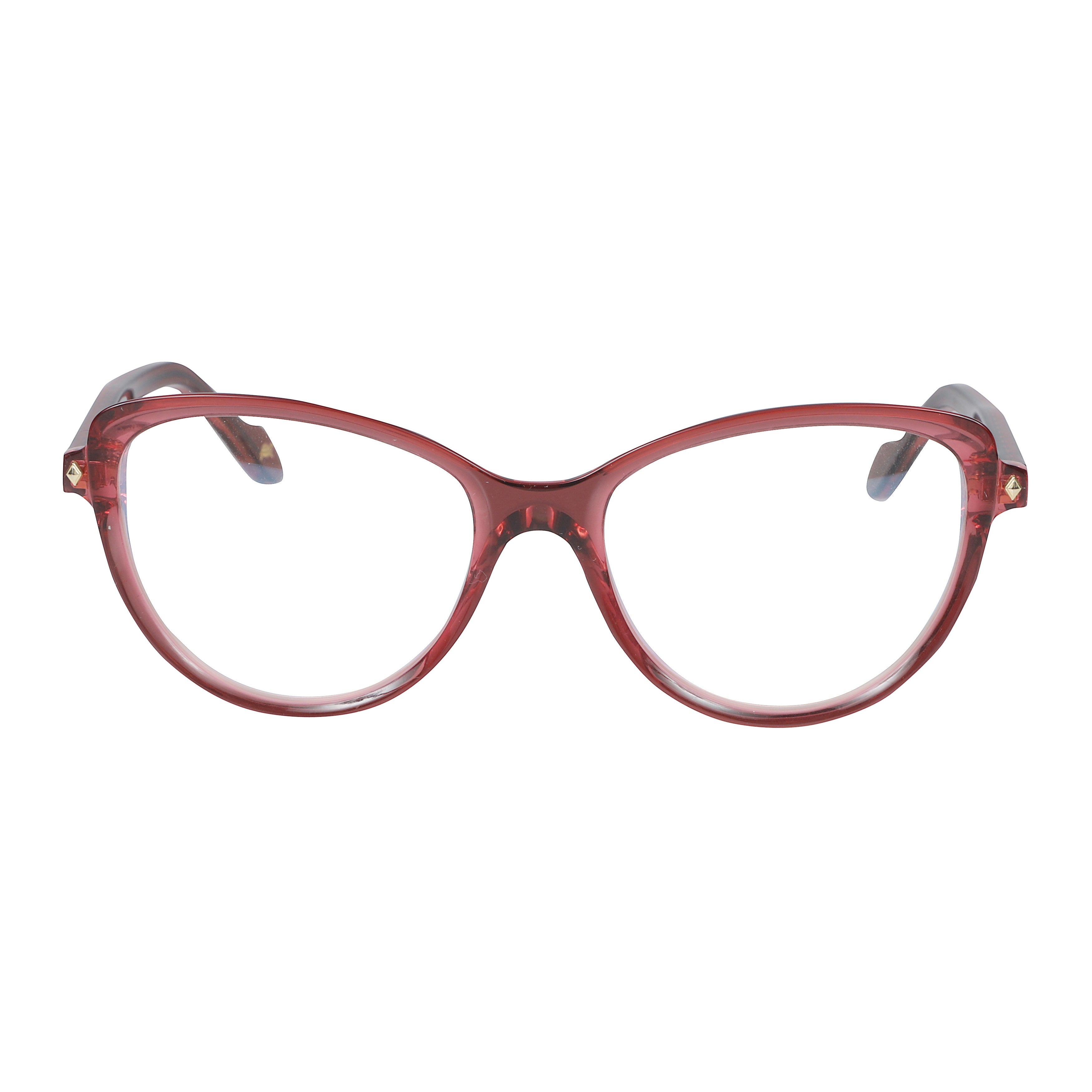 Melany Glamour-V Translucent Reddish Cat-Eye Sunglasses with Gold Accents