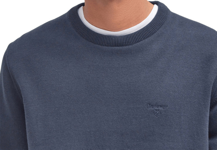 Tailored-Fit Blue Sweatshirt With Round Neckline And Embroidered Logo