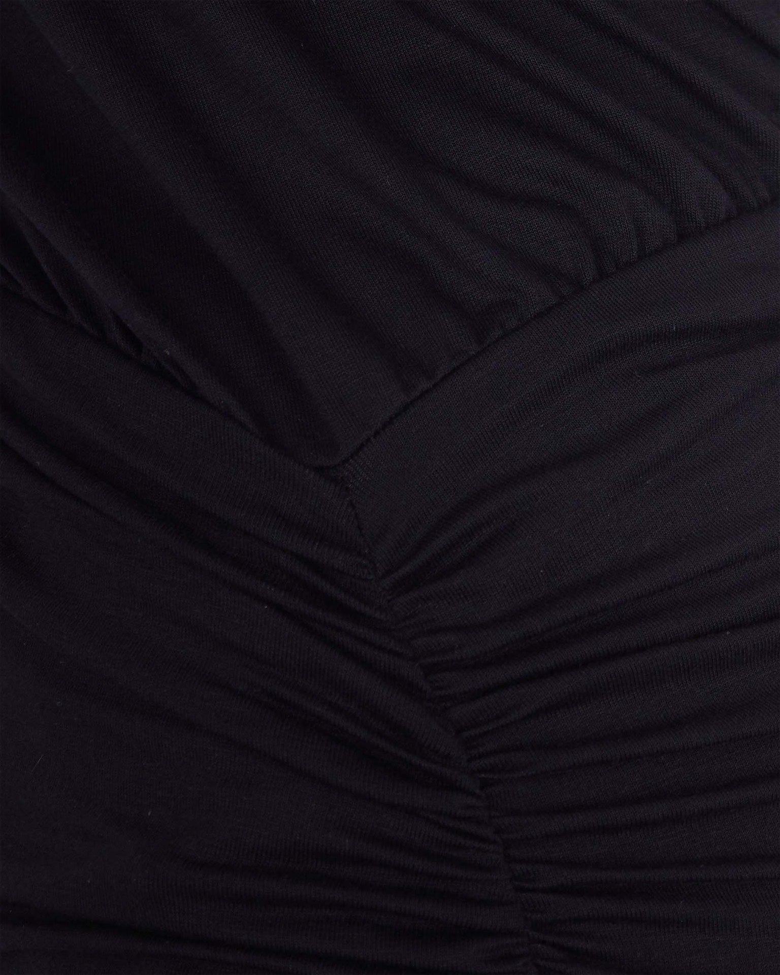 Ruched Black Jersey Mini Dress