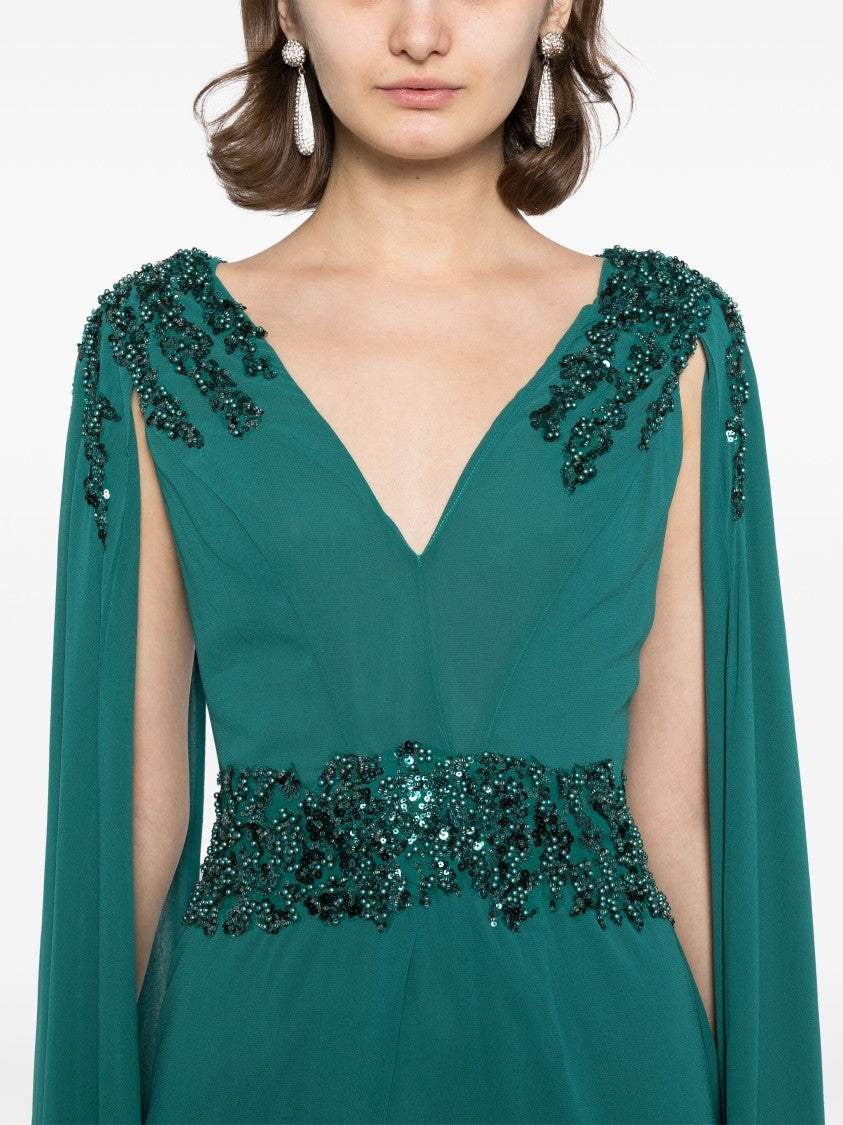 Crepe Dress With Cape