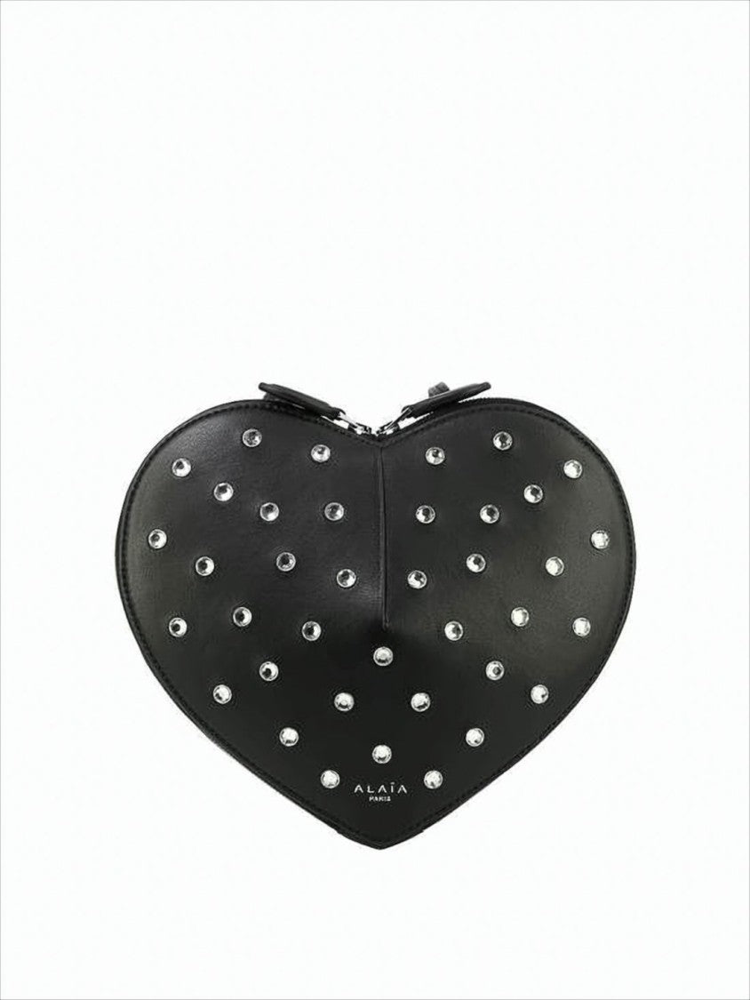 Heart-Shaped Shoulder Bag With Silver-Stud Details