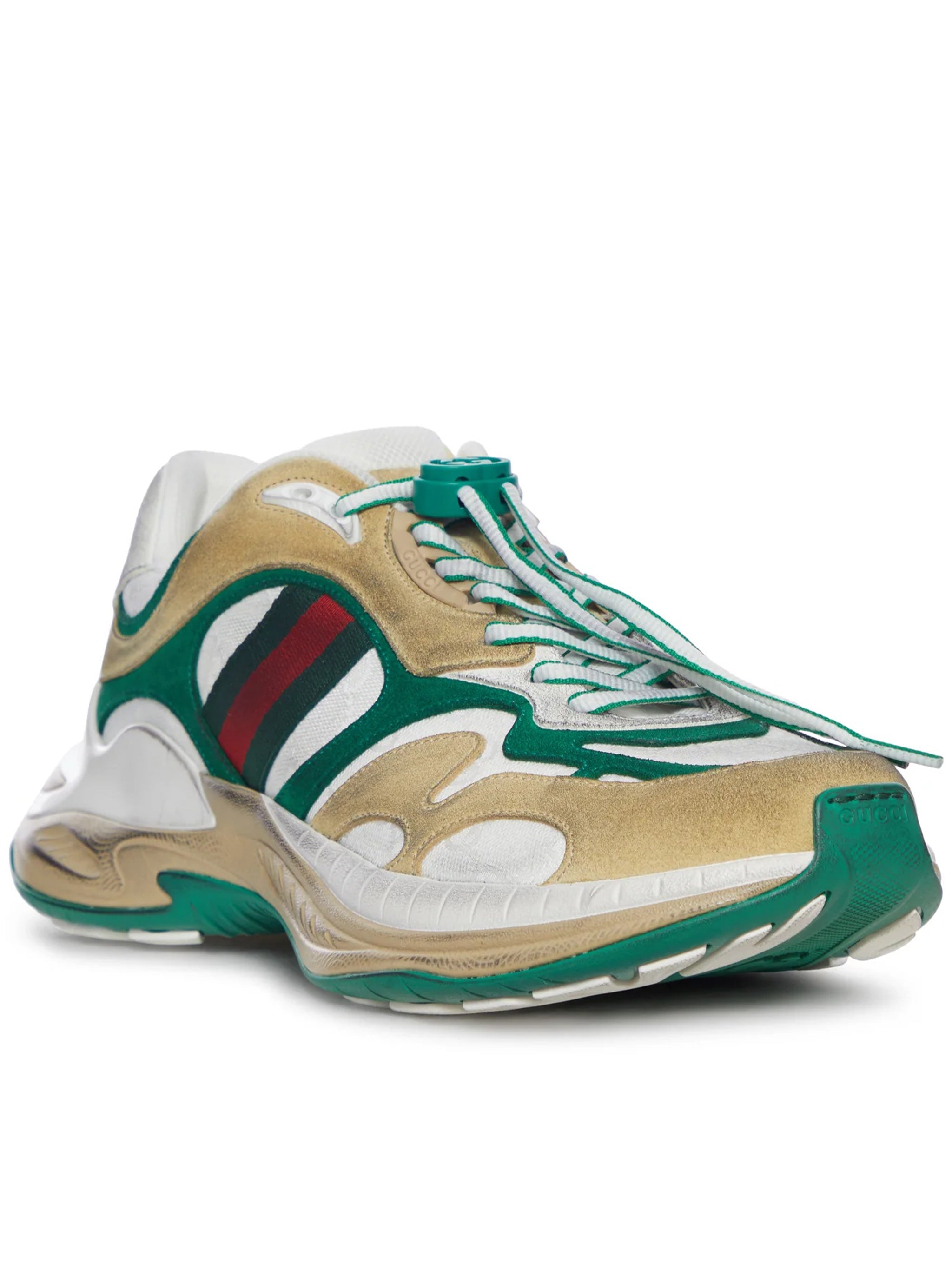 White Dynamic Mixed-Material Striped Sneakers