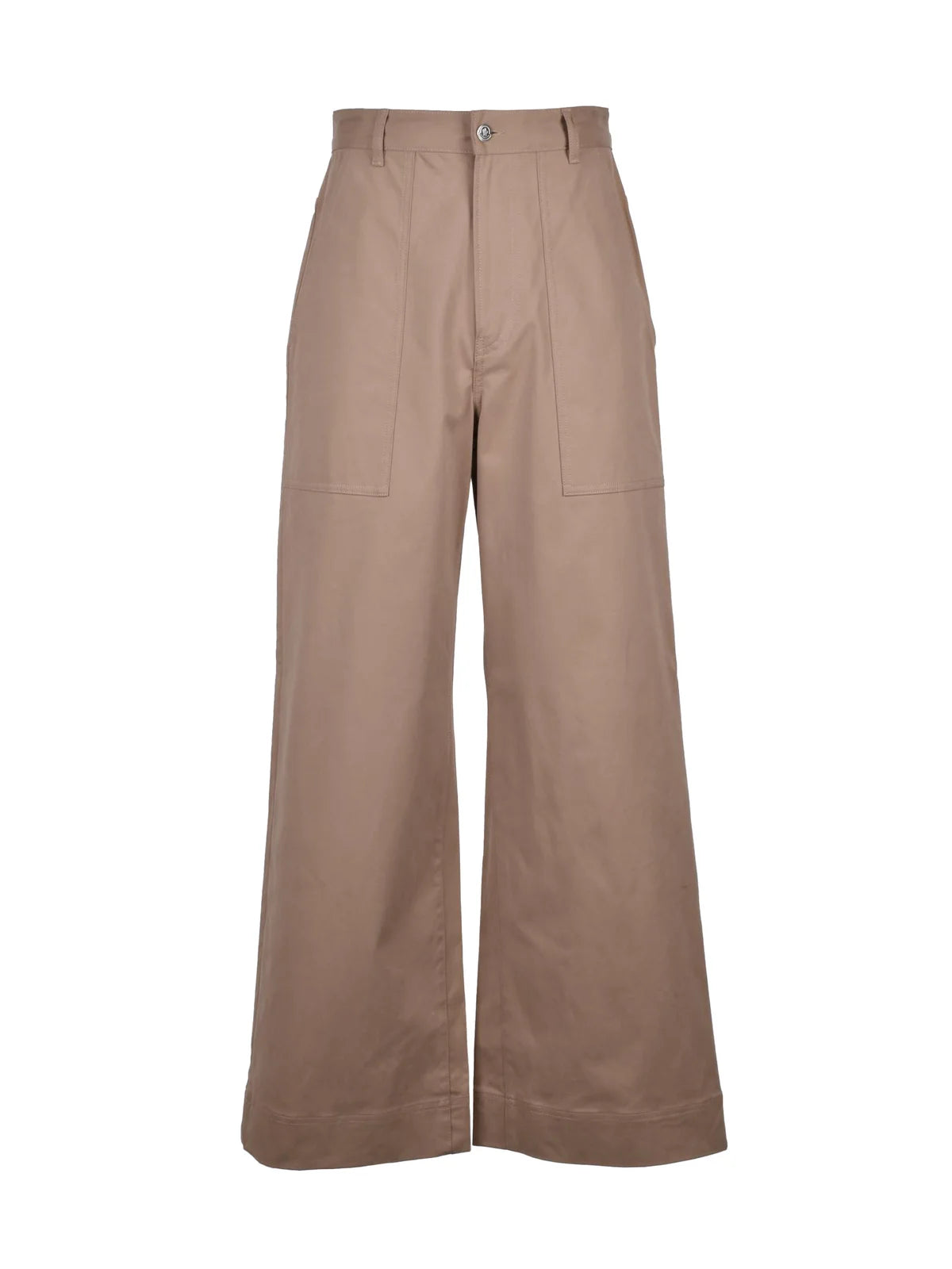 Wide Leg Trousers Wool Stretch - Beige