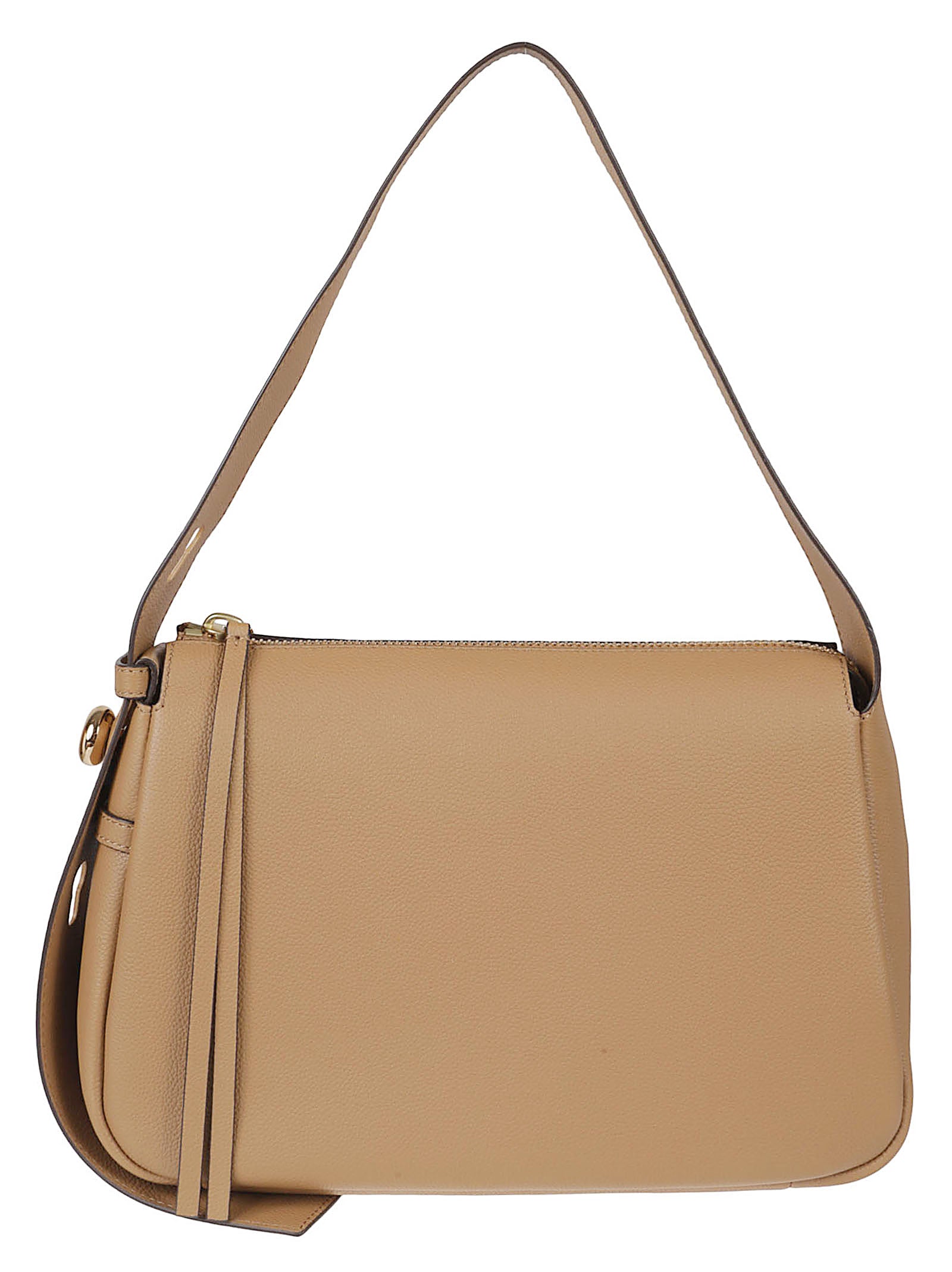 Textured Leather Handbag With Adjustable Strap