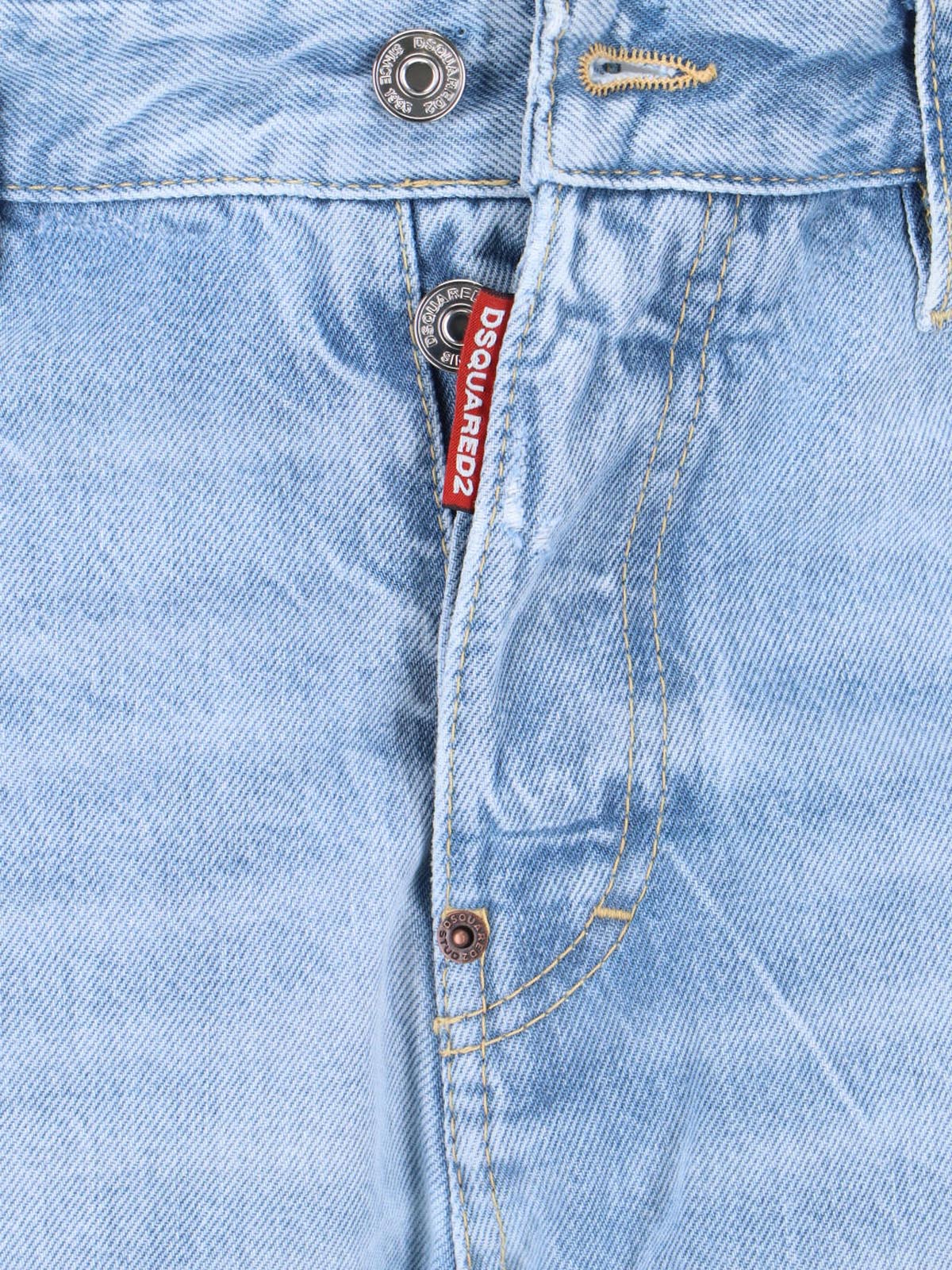 Light Blue Straight-Cut Denim Logo Jeans