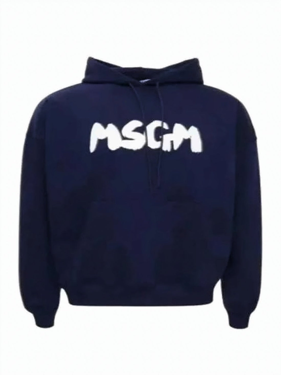 Cropped Hoodie with Bold Logo Print in Blue