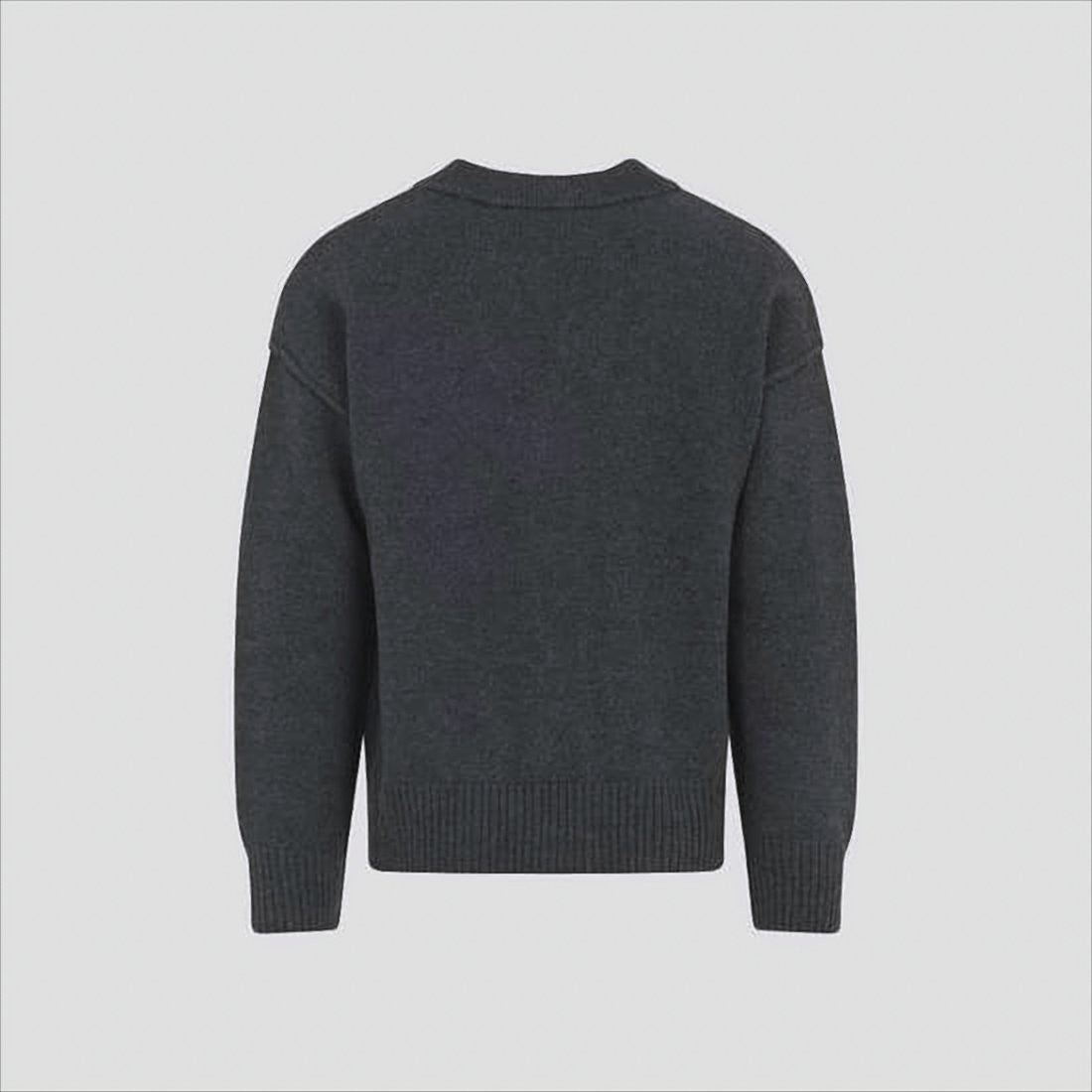 Dark Grey Wool Cardigan with V-Neckline