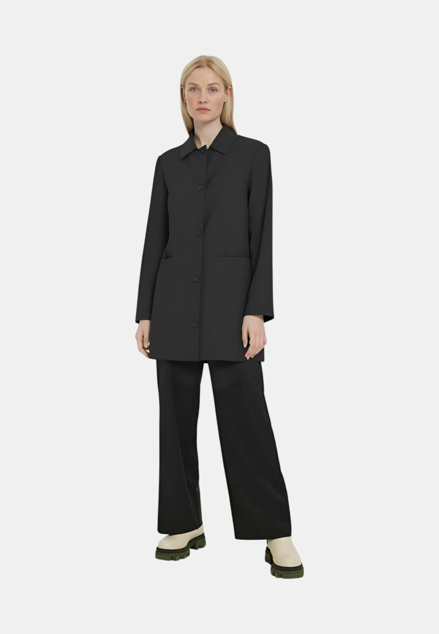 Refined Black Coat With Classic Collar