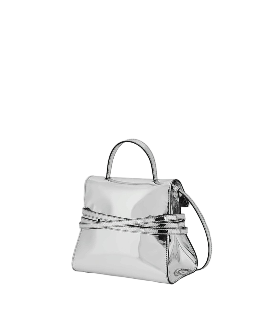 Reflective Silver Tote Bag with Structured Silhouette