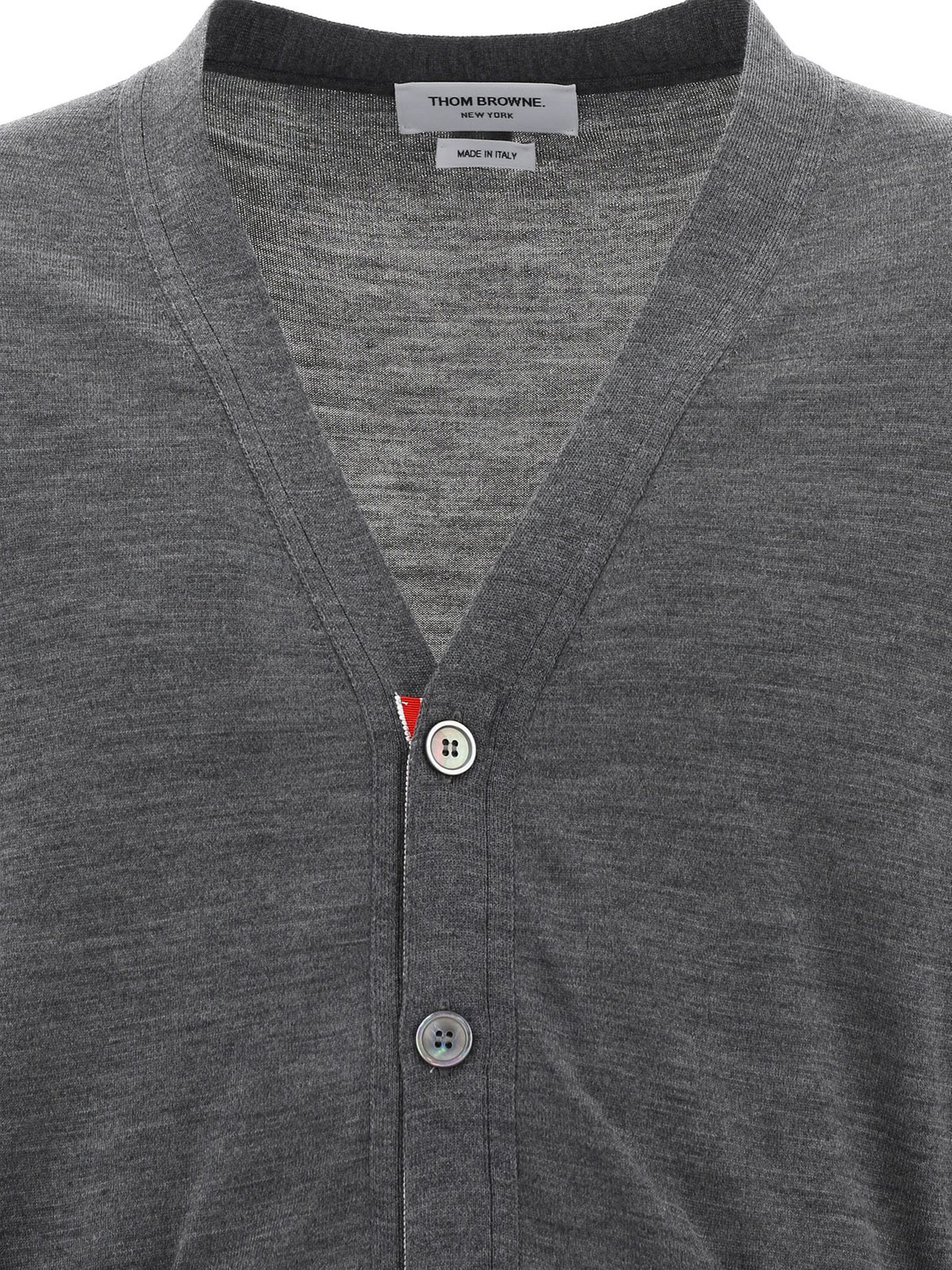 Cardigan with Deep V-Neck and Signature Stripes