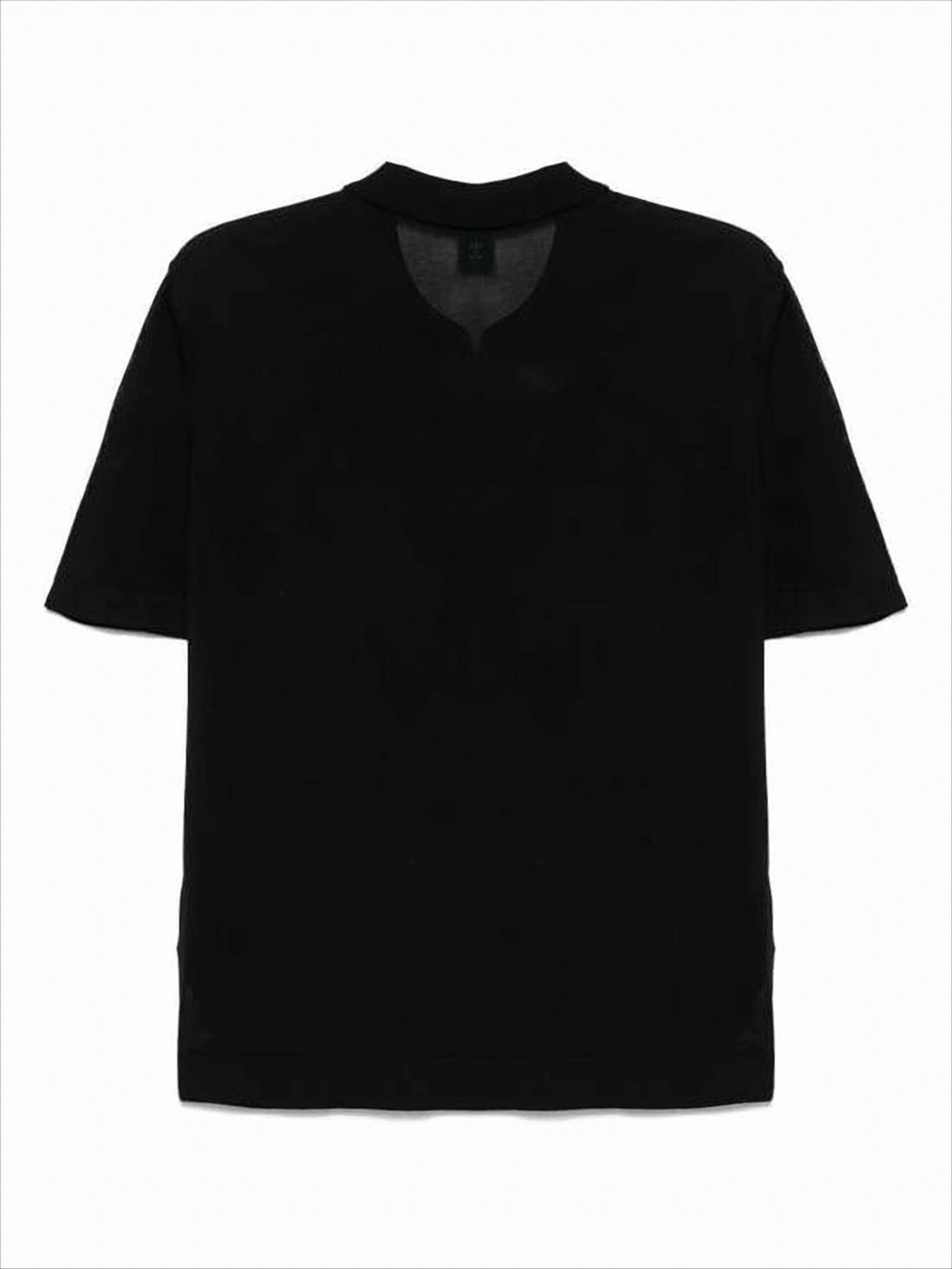 Relaxed-Fit Short-Sleeved Black Sweater with Subtle Collar