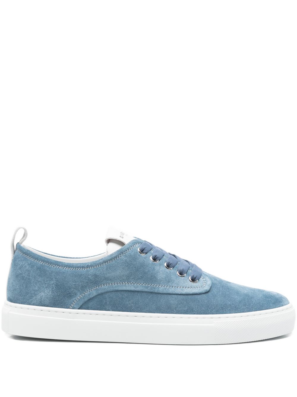 Minimalistic Blue Suede Sneakers With Rubber Sole