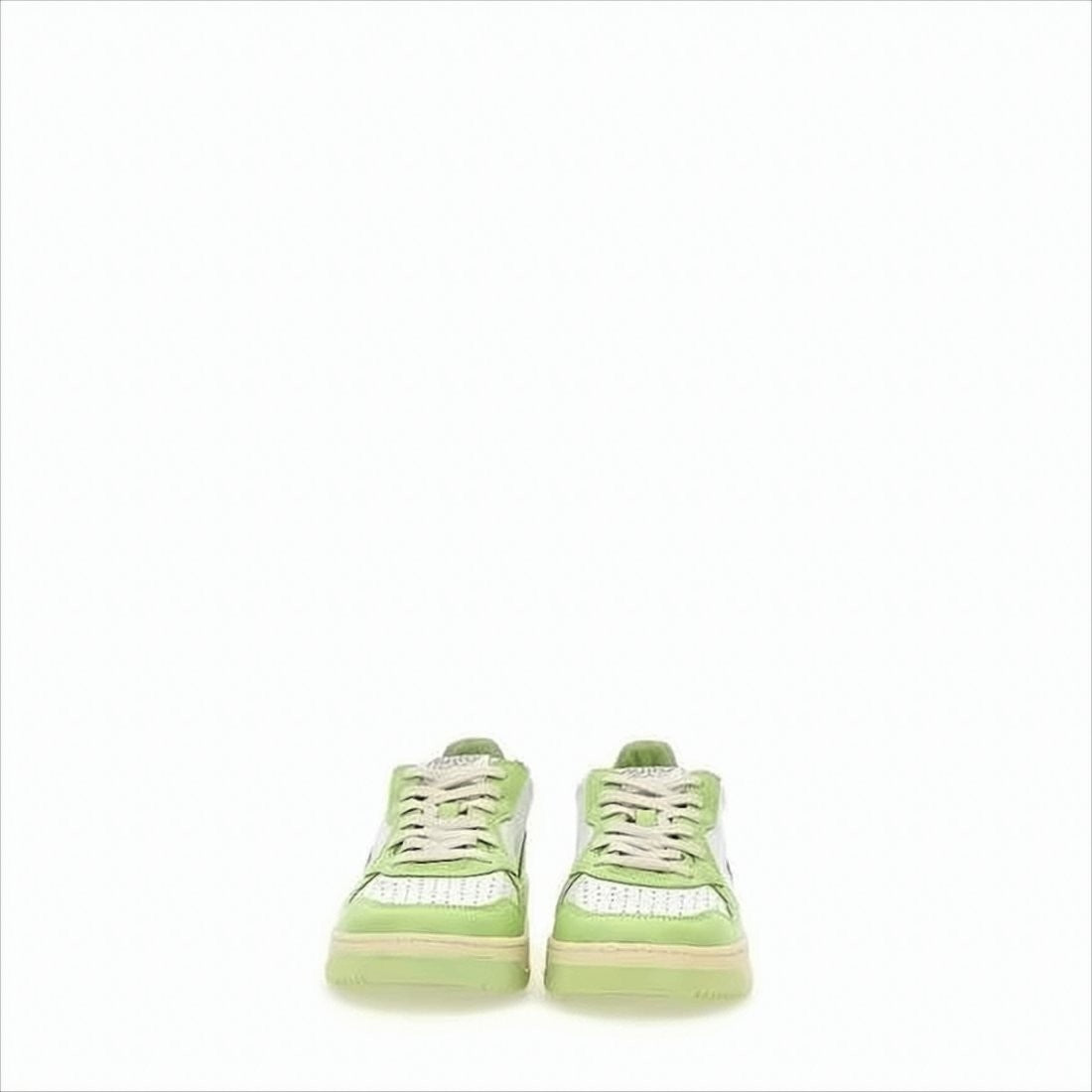 Low-Top Sneakers with Perforated Toe Box and Leather Panels