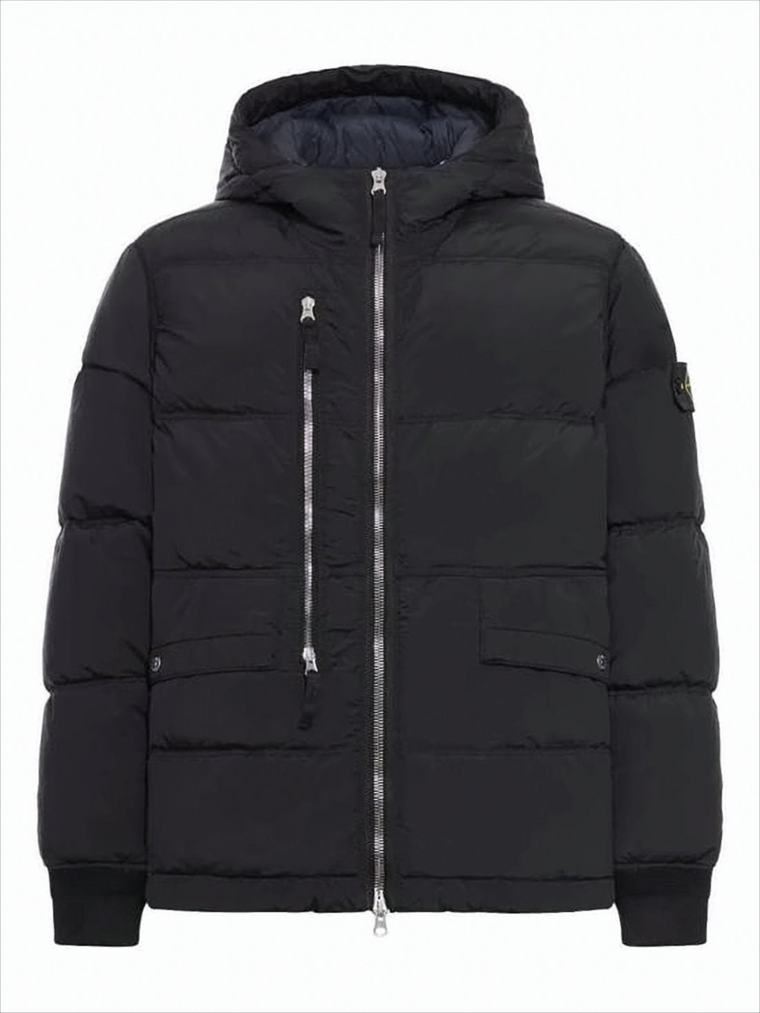 Hooded Down Parka with Horizontal Quilting