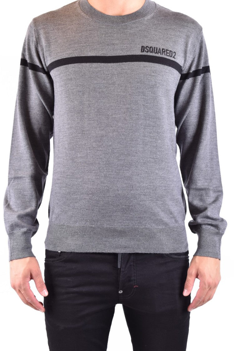 Contrast Stripe Knit Top In Grey