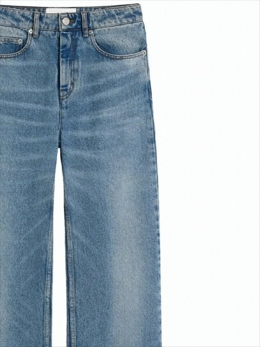 Straight-Leg Denim Pants with Subtle Fading