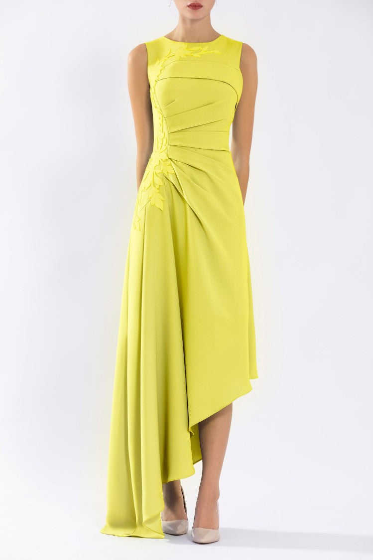 Crepe, High-Low Dress With Matching Embroidery