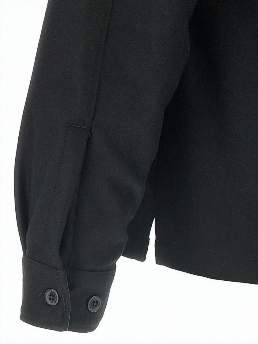 Structured Black Wool Jacket with Button-Up Front