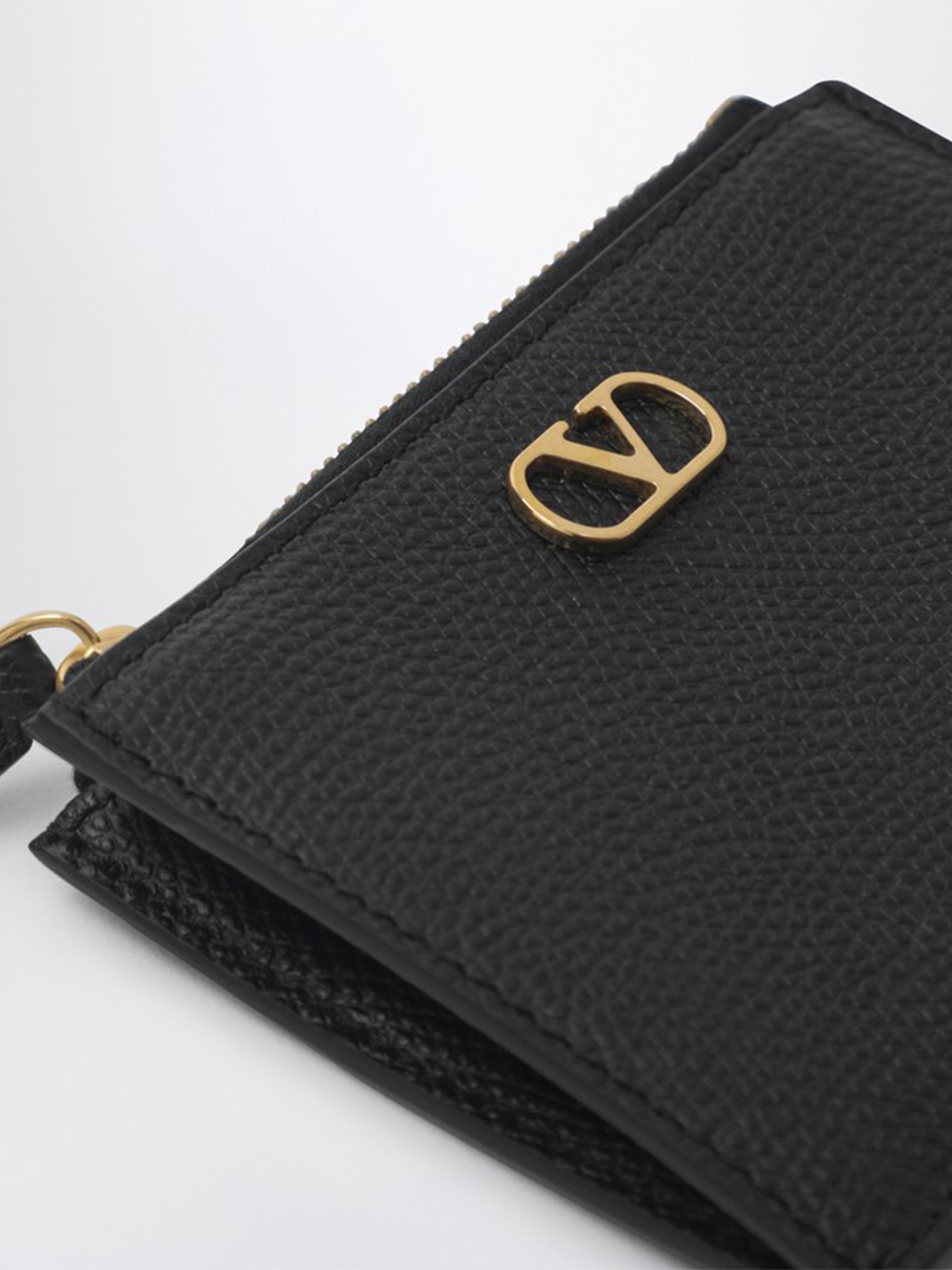 Black Vlogo Signature Textured Coin Case