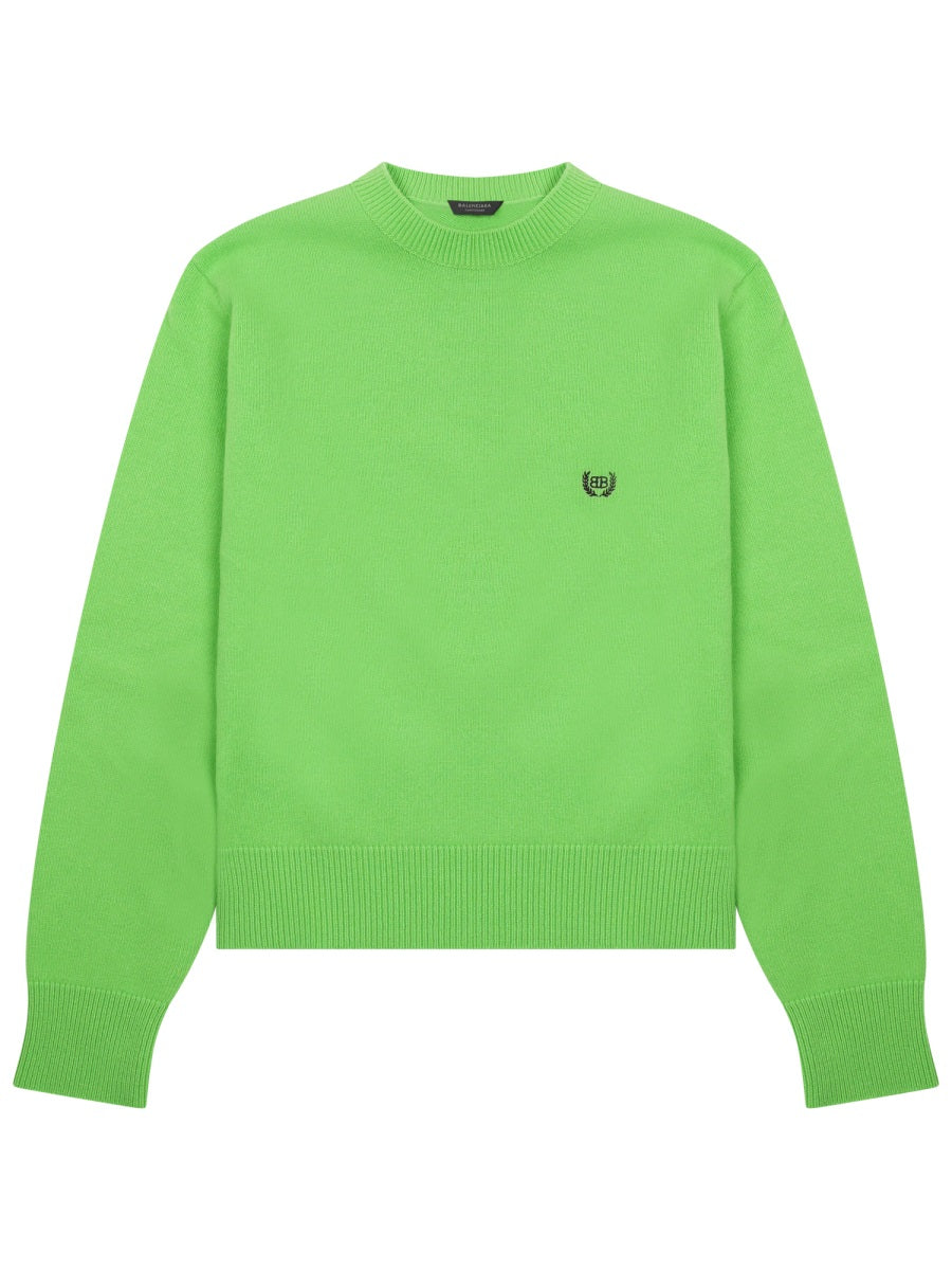 Vibrant Green Wool Jersey With Logo Accents