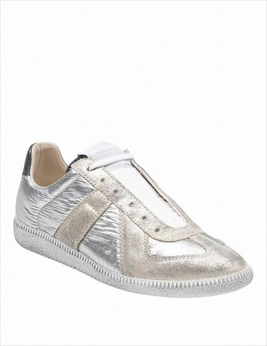 Metallic Silver Low-Profile Sneakers