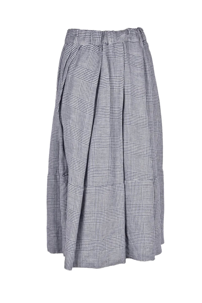 Linen Skirt - Blue/White