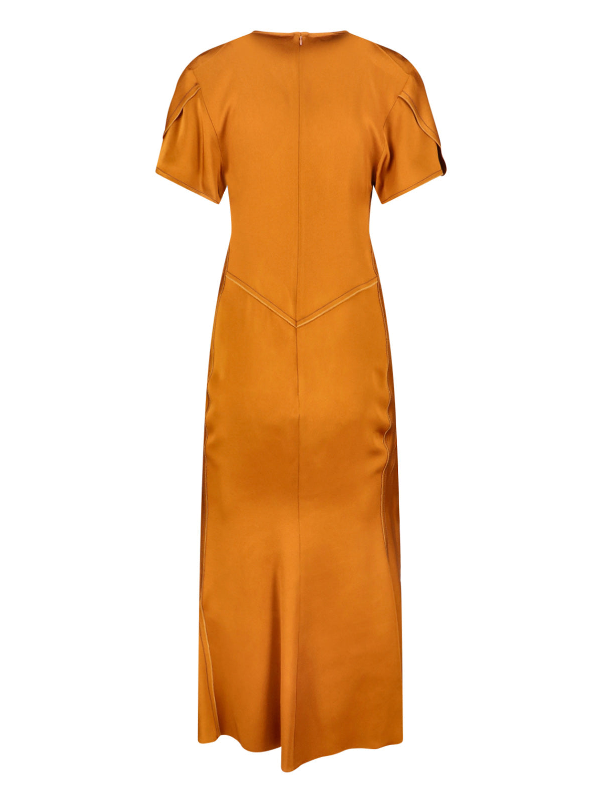 Draped Midi Dress with V-Neckline