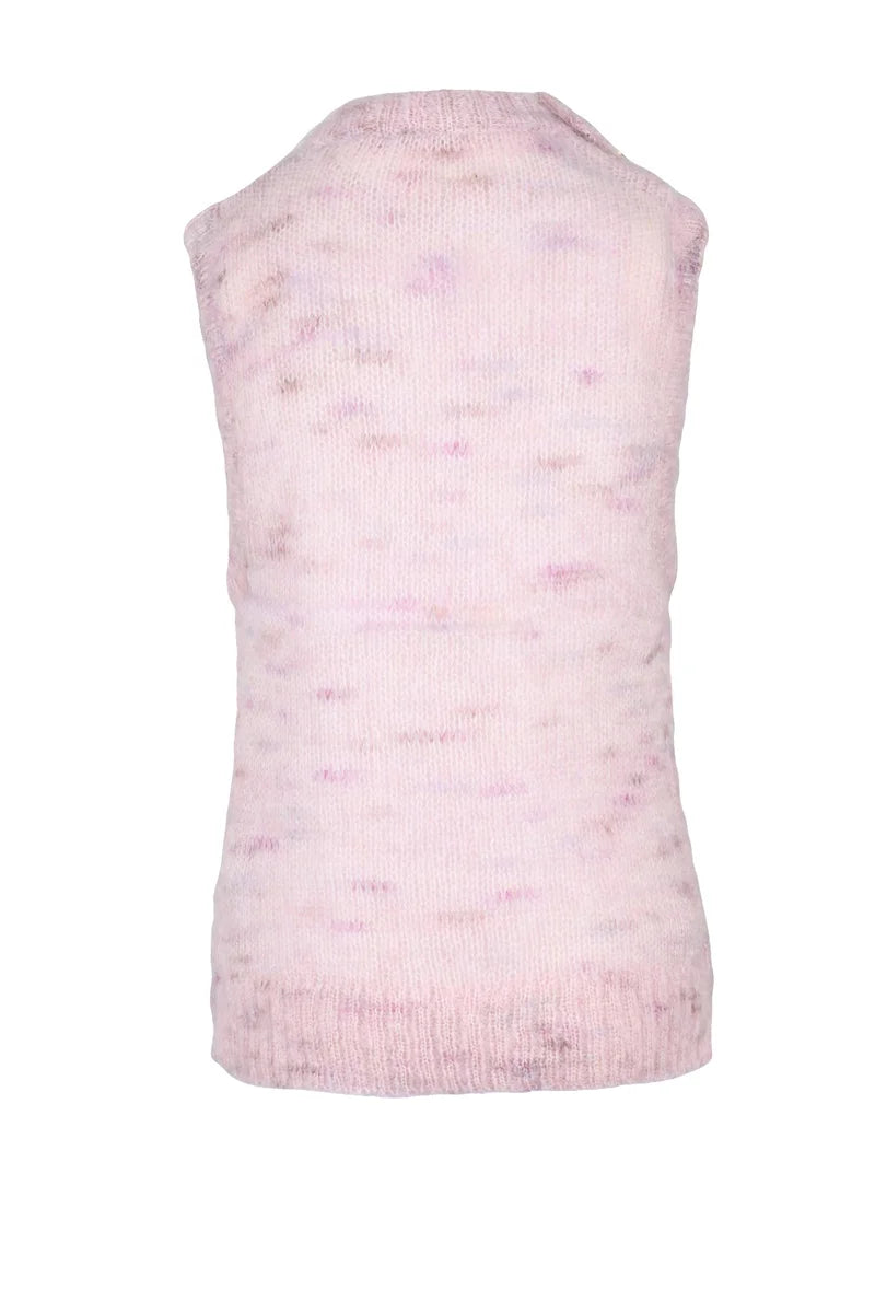 Soft Pink Mohair Blend Sleeveless Vest