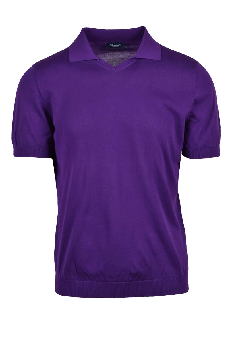 Purple Knitted Polo with Classic Collar