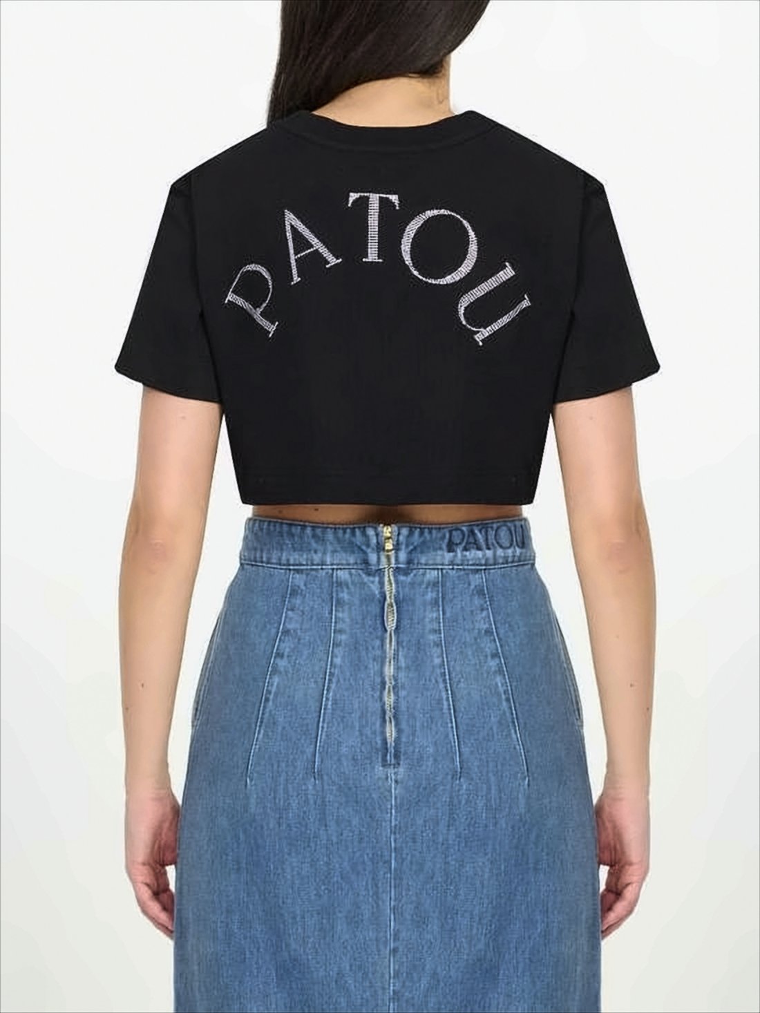 Cropped Short-Sleeve T-Shirt With Embellished Logo